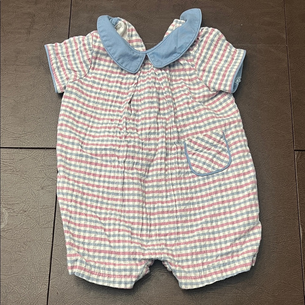 Plaid Kids One Piece Bodysuit with Blue Accents
